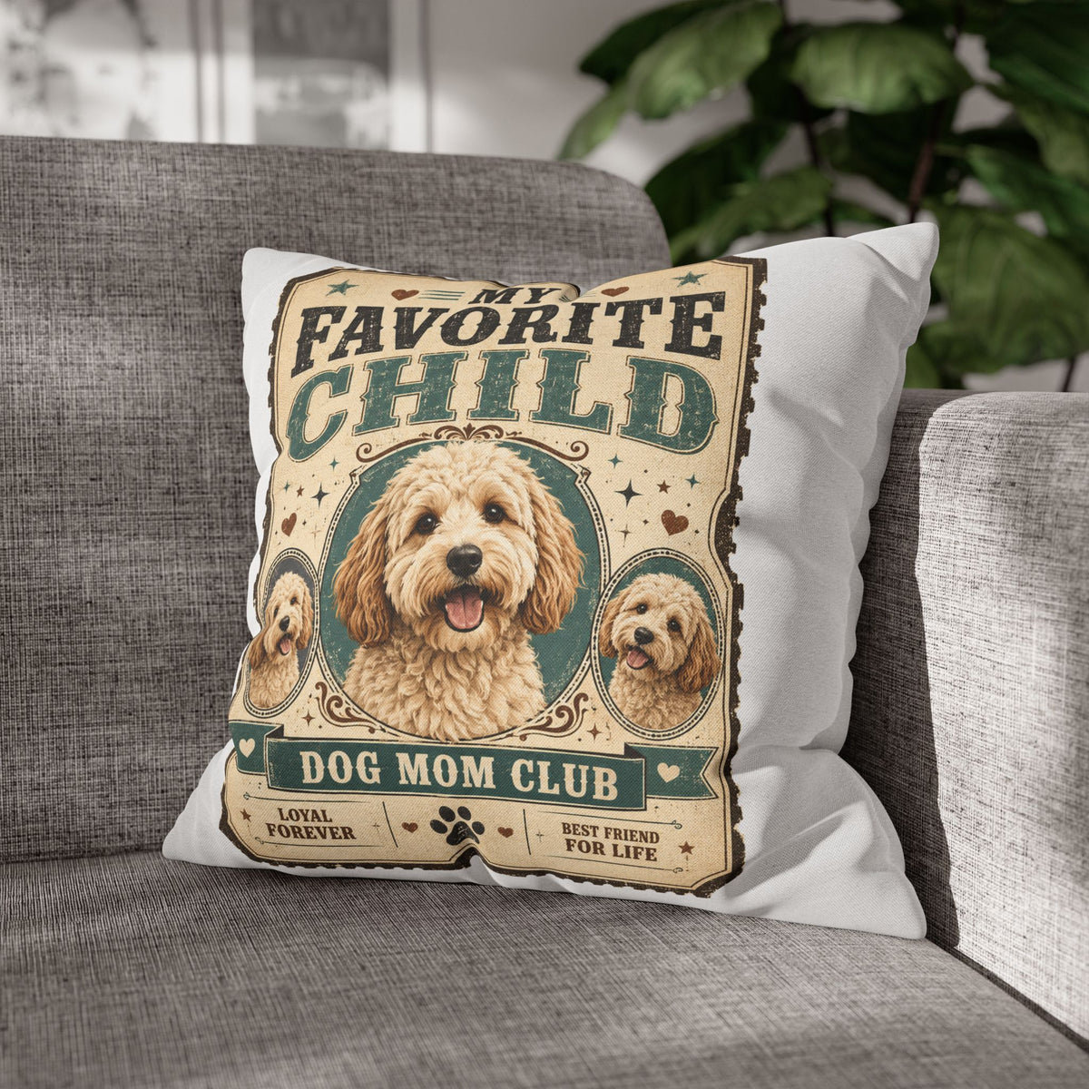 My Favorite Child Dog Mom Club Pillowcase Milo Bailey Dog Dad Mom – Cute Doodle Pet Throw Pillow