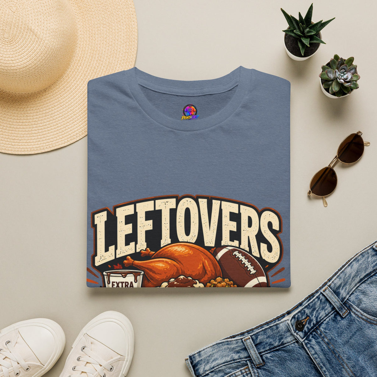 Thanksgiving T-Shirt Leftovers Legend T-Shirt — Thanksgiving Football Turkey Graphic Tee