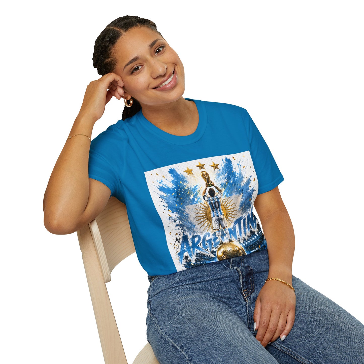 Argentina World Champions T‑Shirt — Soccer World Cup 3 Stars Tribute