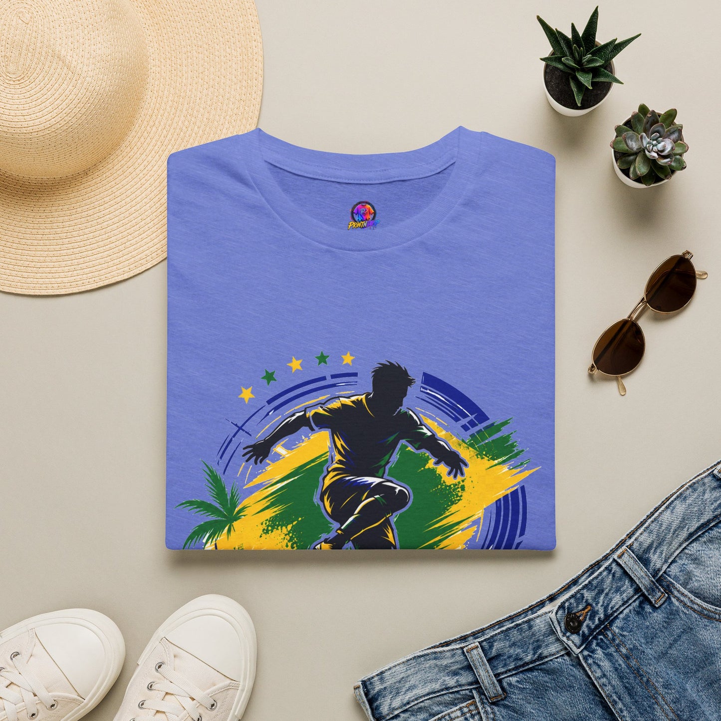 Brazil  Samba Strike Soccer T-Shirt — Brazilian Football Player Graphic Tee
