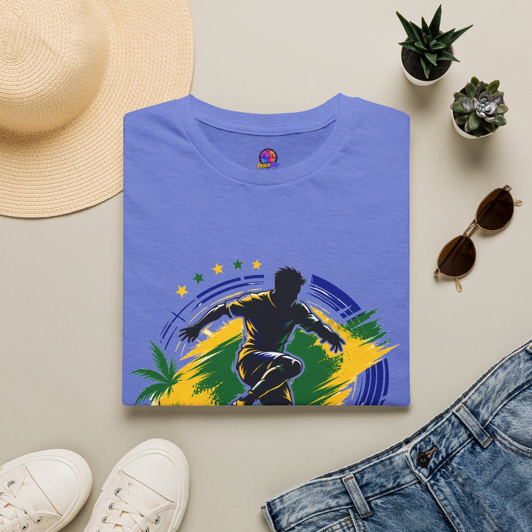 Brazil  Samba Strike Soccer T-Shirt — Brazilian Football Player Graphic Tee
