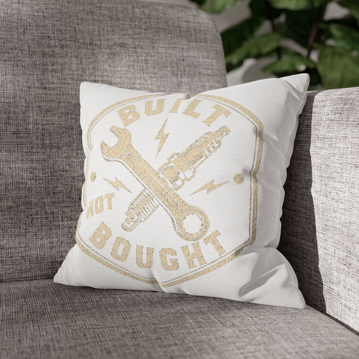 Built Not Bought Decorative Pillowcase –Milo Bailey Dog Dad Mom  Mechanic Wrench & Spark Plug Accent Cushion Cover