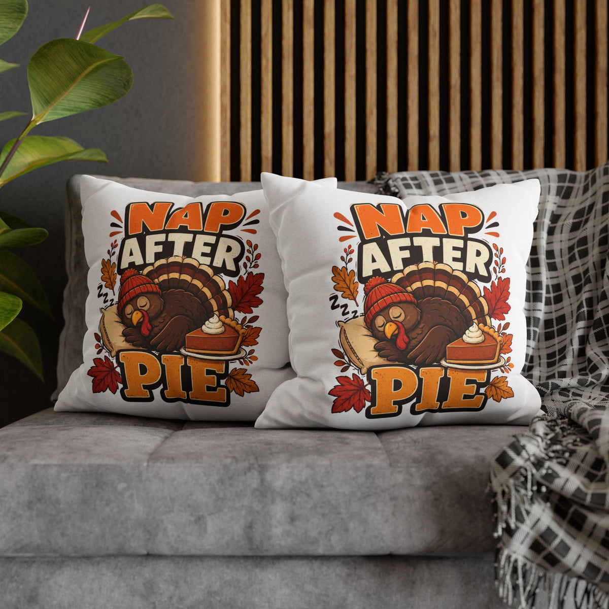 Thanksgiving Nap After Pie Throw Pillow — Cute Thanksgiving Turkey Pillowcase