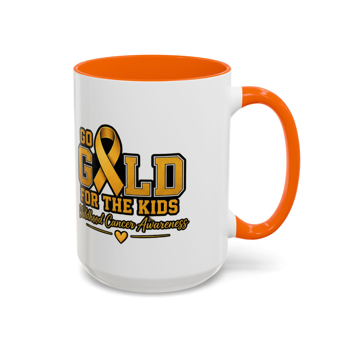 Gold For The Kids Coffee Mug — Childhood Cancer Awareness Accent Mug (11/15oz)