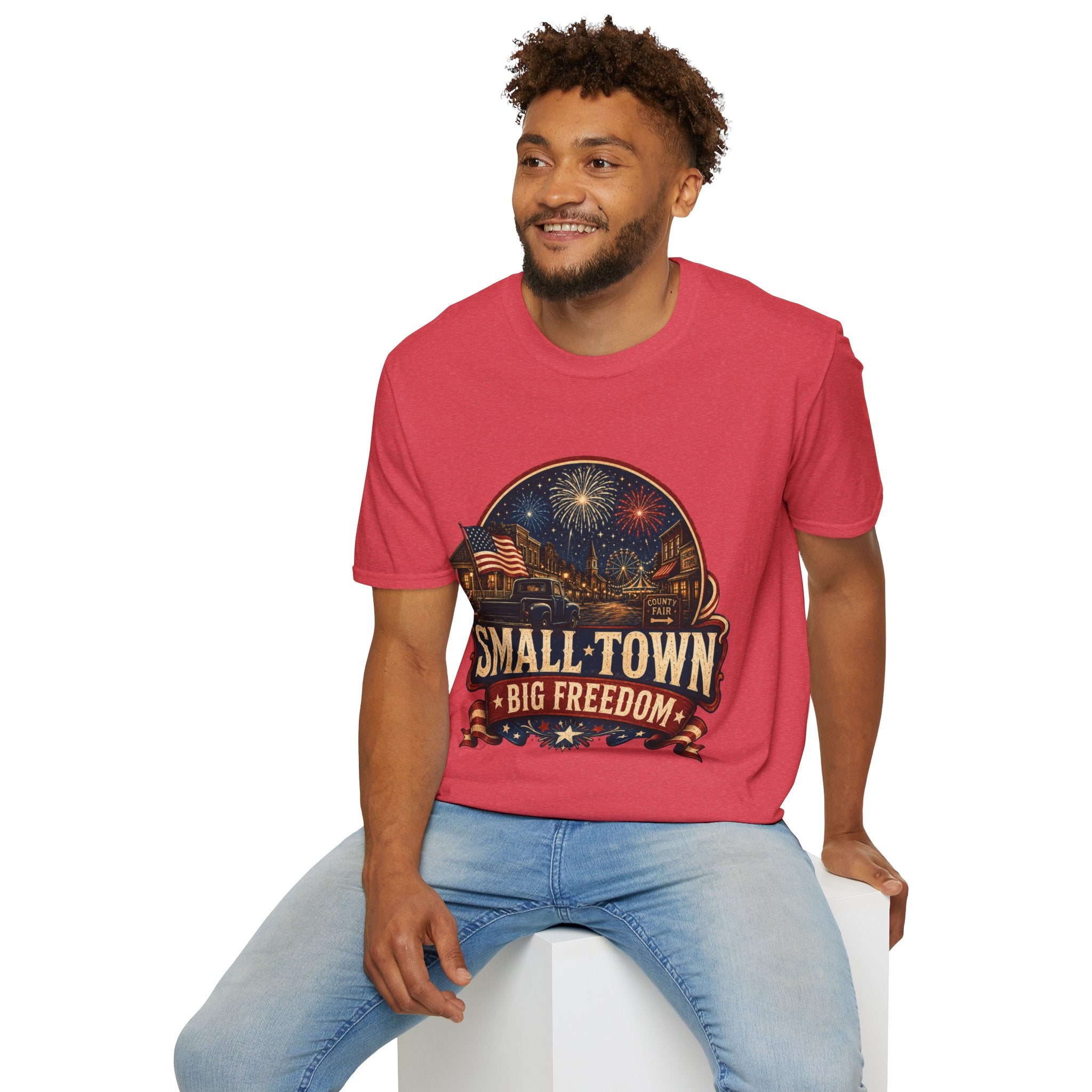 Small Town Big Freedom T-Shirt — Patriotic 4th of July Fireworks Tee