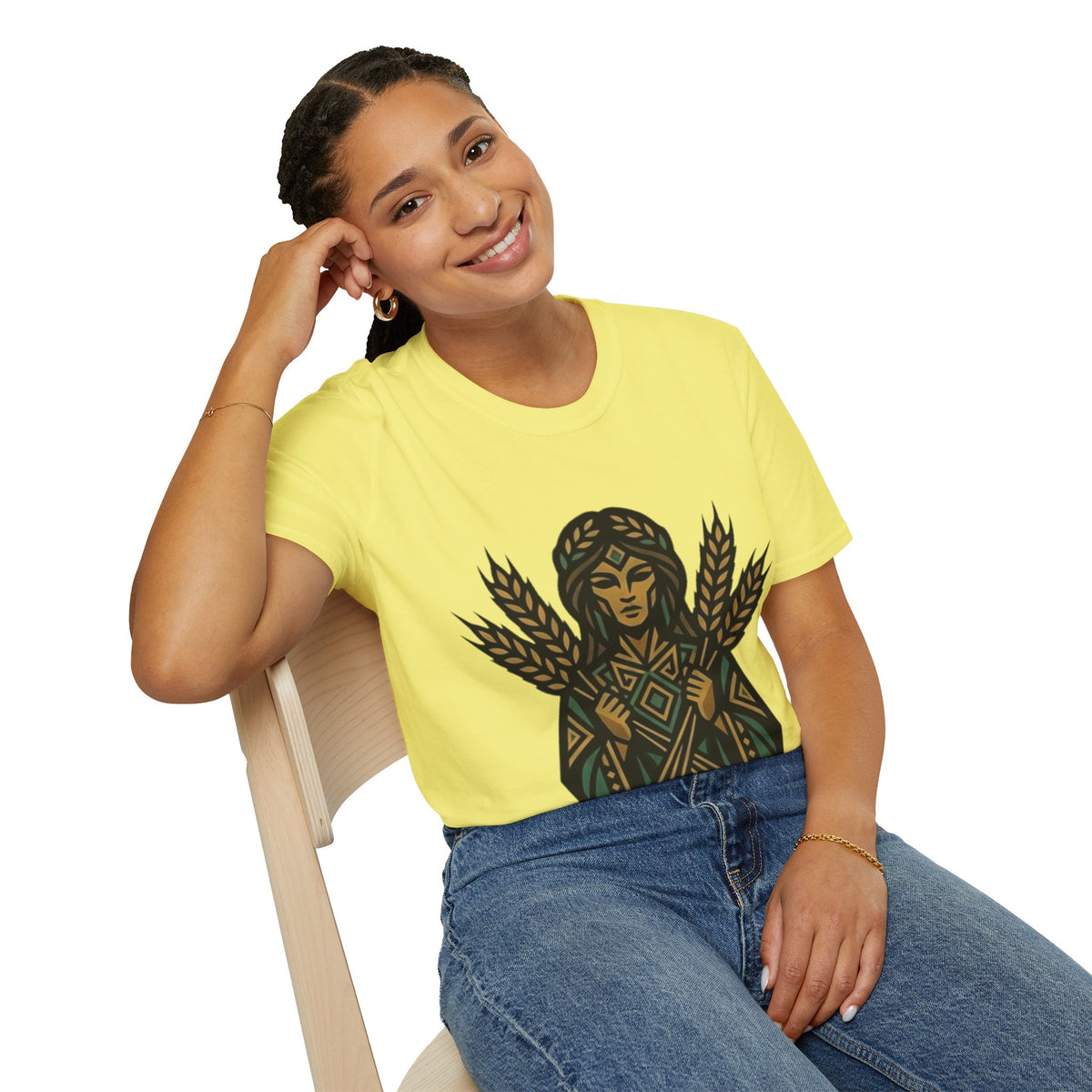 Harvest Goddess T-Shirt — Wheat Spirit Floral Pagan Shirt