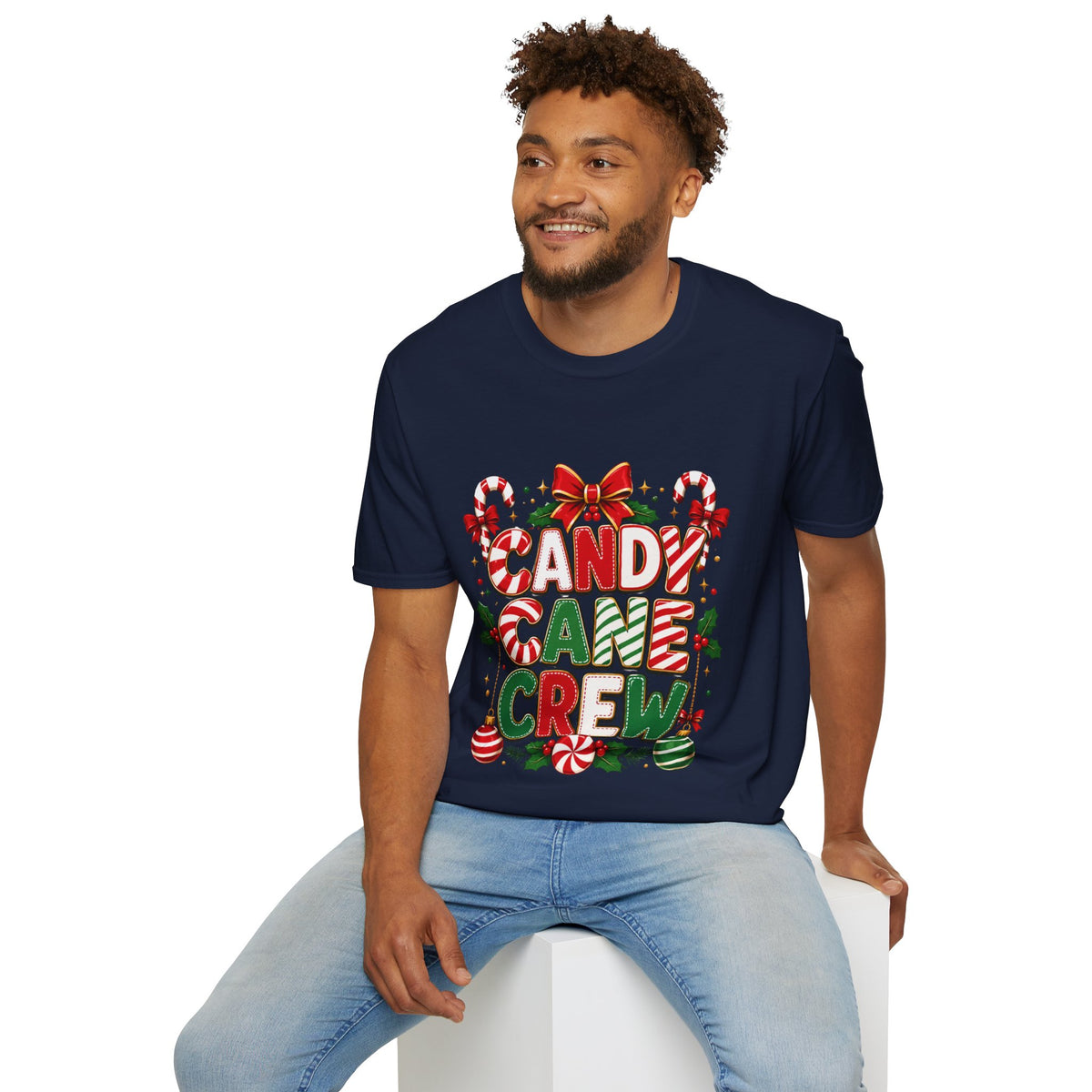 Candy Cane Crew T-Shirt — Festive Christmas Holiday Tee