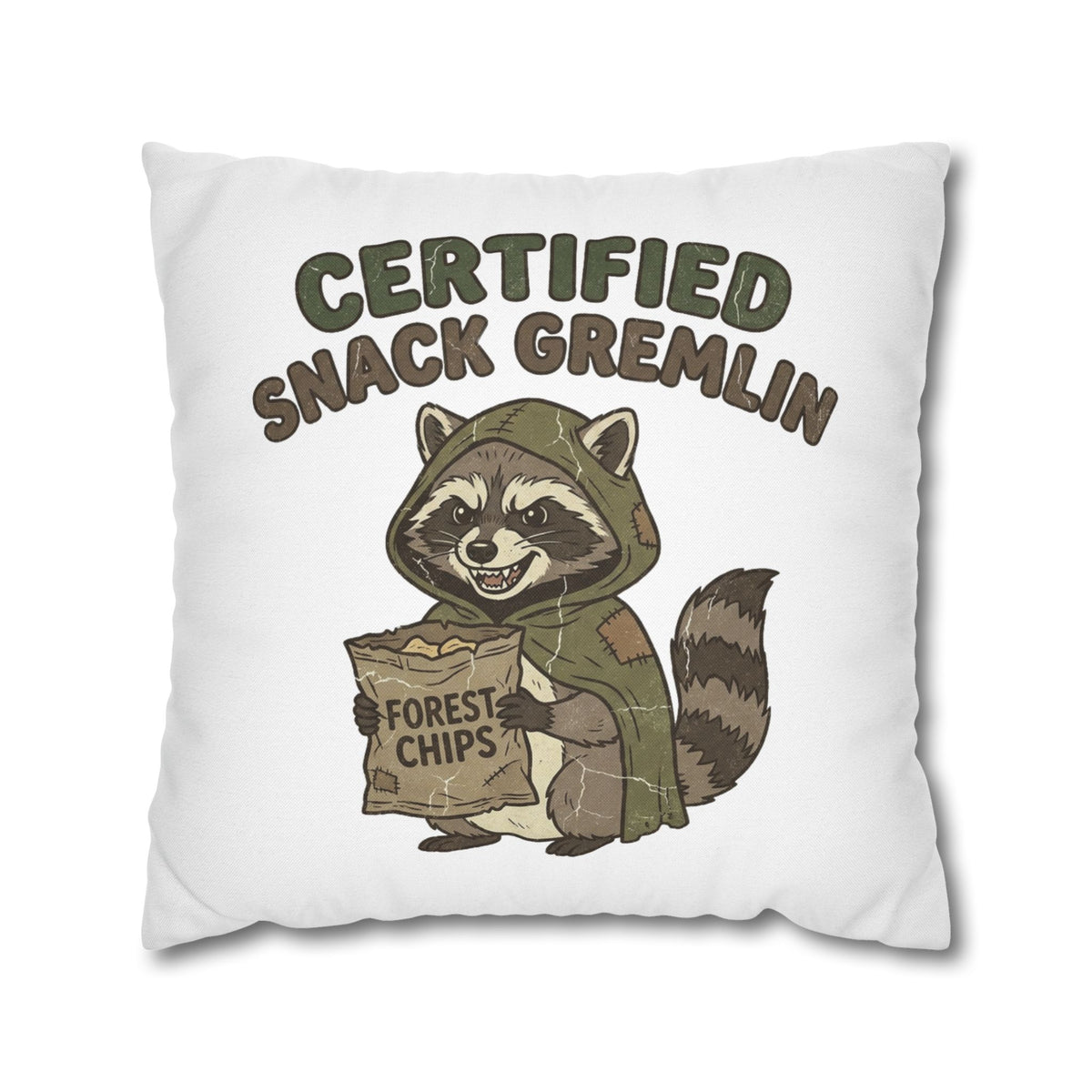 Funny Certified Snack Gremlin Raccoon Throw Pillowcase