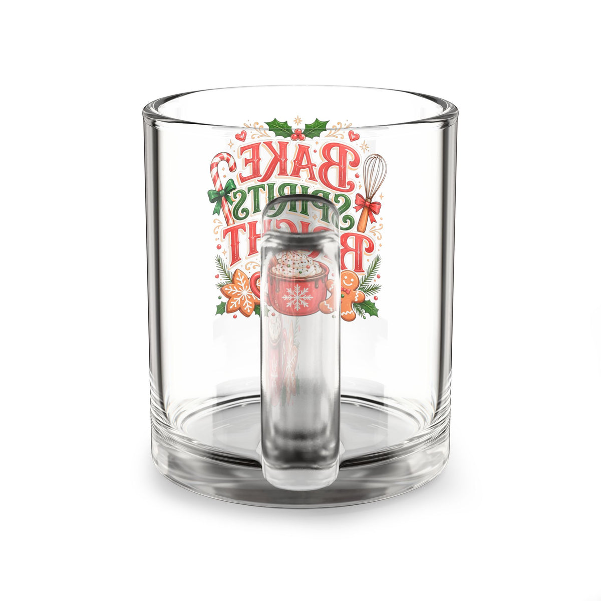 Christmas Glass Mug 10 oz  Bake Spirits Bright Glass Mug — 10oz Christmas Baking Holiday Coffee Cup