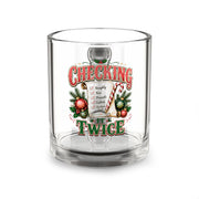 Christmas Glass Mug 10 oz Checking Twice Glass Mug — Christmas Holiday Coffee Cup (10 oz)