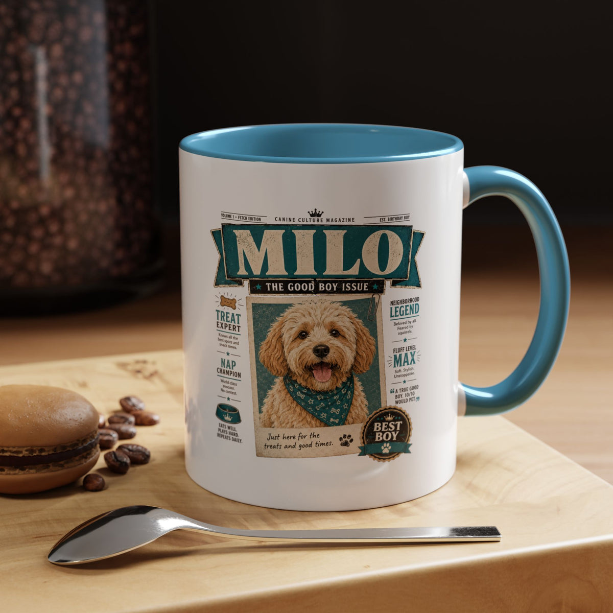 Milo Bailey Dog Dad Mom Personalized Dog Mug – “Milo” Good Boy Vintage Pet Coffee Mug