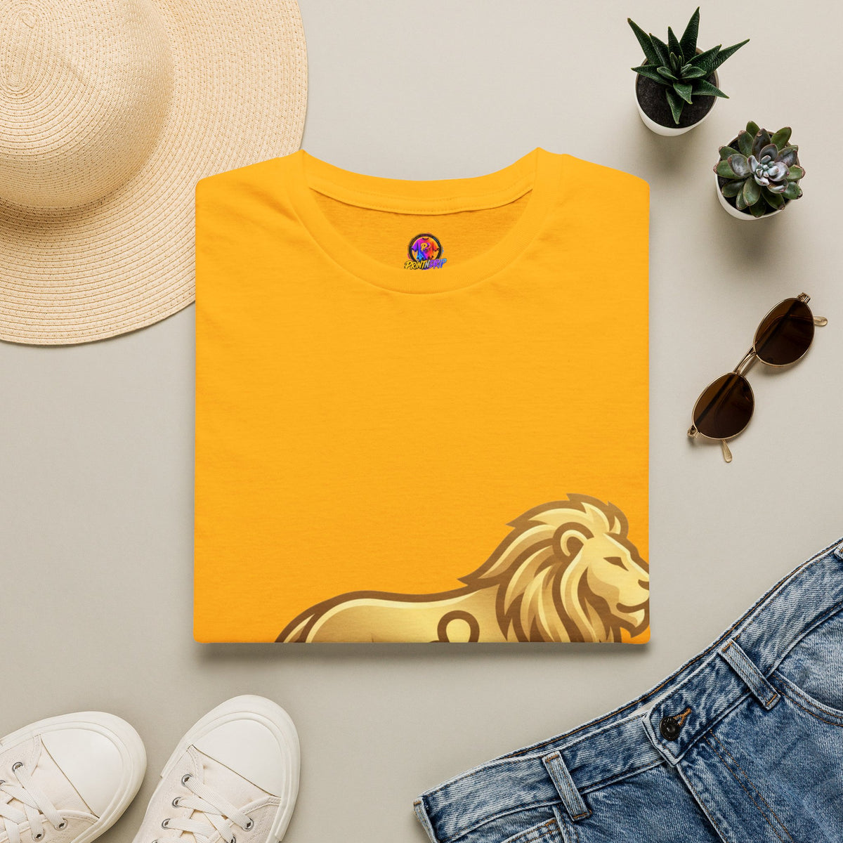 Leo Zodiac Lion T-Shirt — Gold Astrology Tee for Leo Birthdays & Zodiac Fans