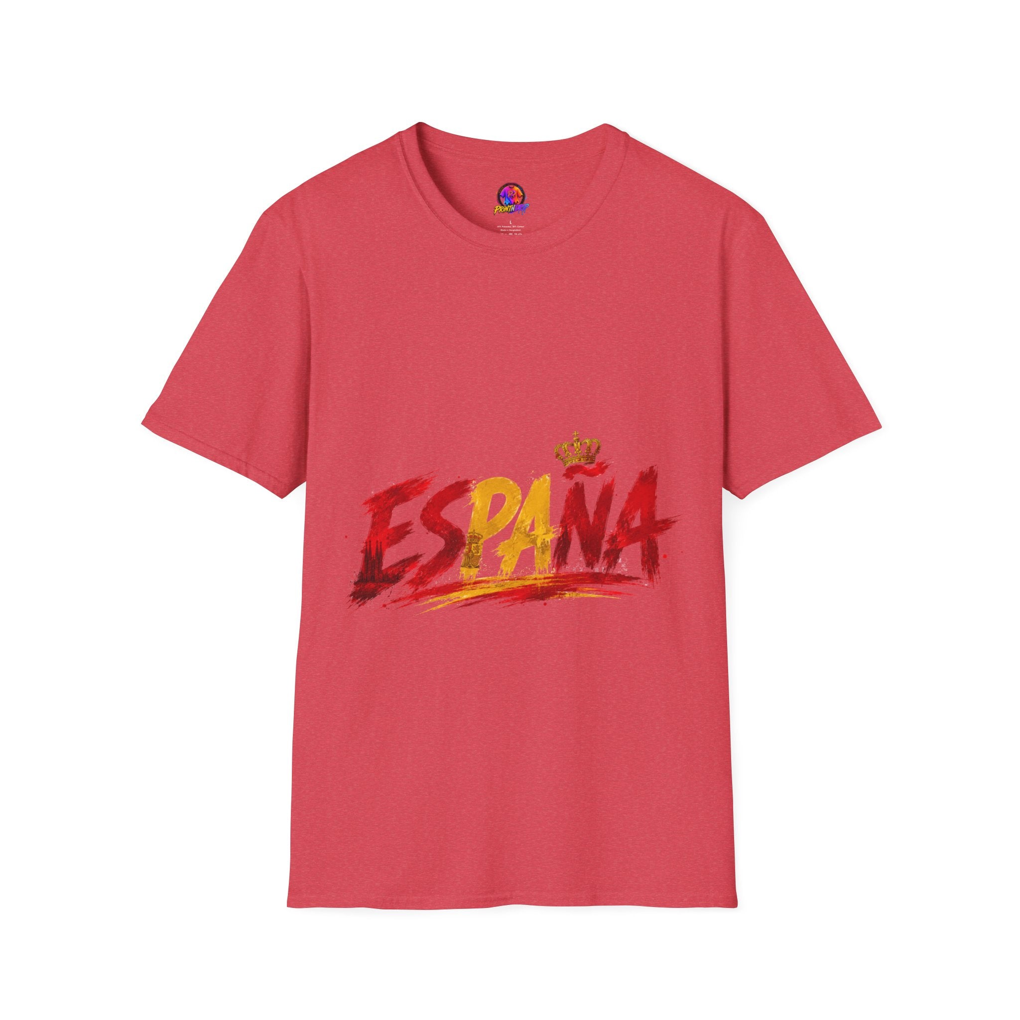 Spain  Graphic T-Shirt — Spanish Flag Brushstroke Design with Crown