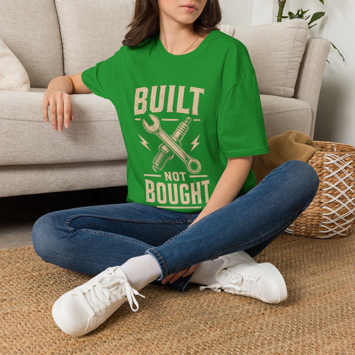 Built Not Bought T-Shirt — Vintage Mechanic DIY Garage Tee