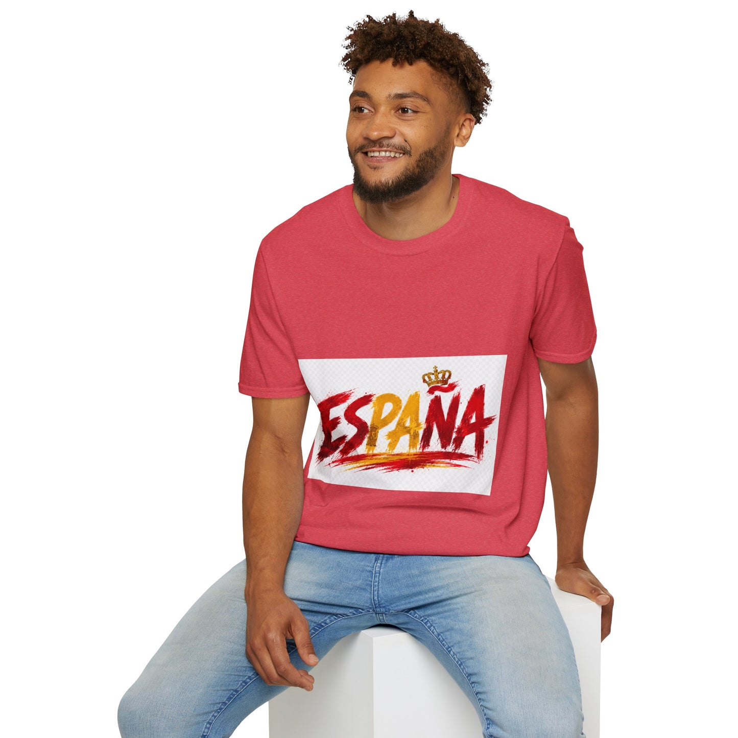 Spain  Graphic T-Shirt — Spanish Flag Brushstroke Design with Crown