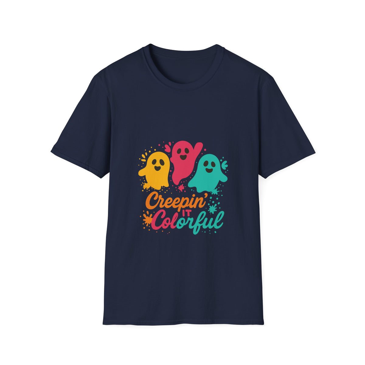 Colorful Creepin' Ghosts Tee — Cute Halloween Shirt - Trending Now - October 2026