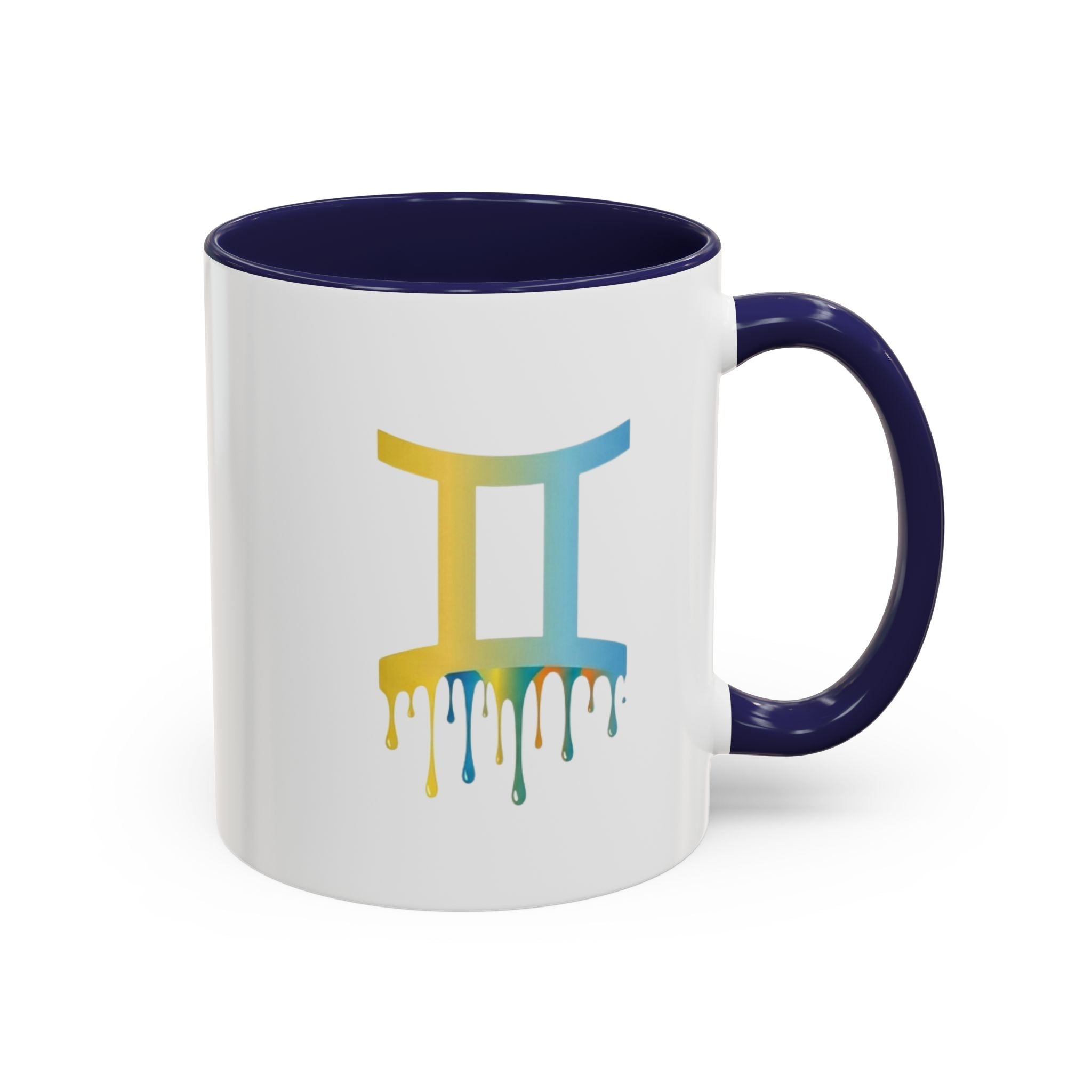 Gemini Zodiac Coffee Mug - Dripping Rainbow Gemini Symbol Accent Mug
