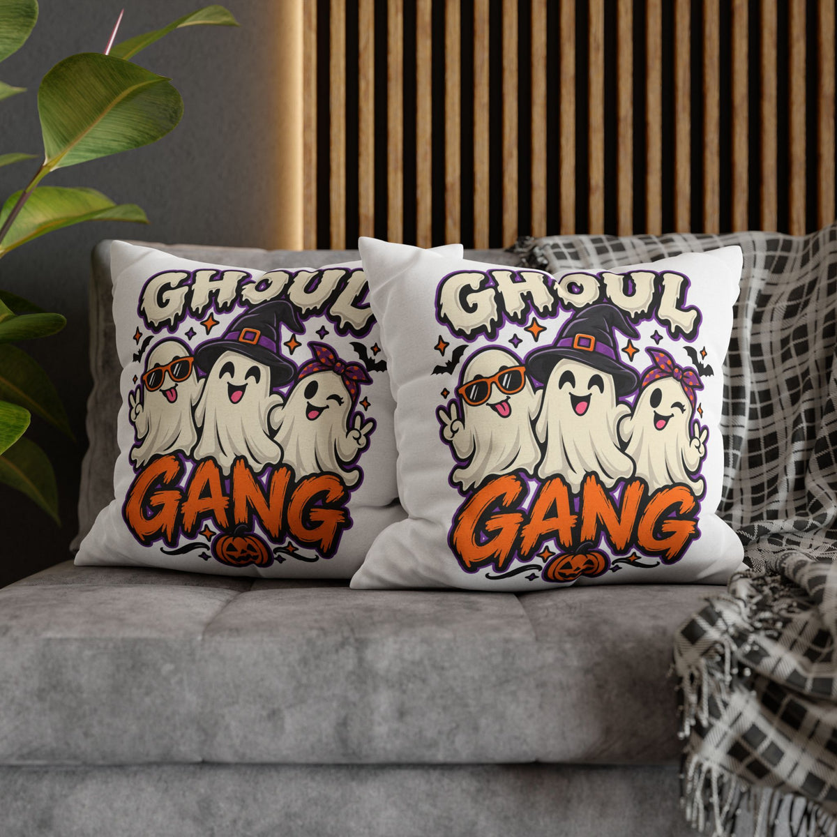 Ghoul Gang Halloween Throw Pillowcase — Cute Ghosts Decorative Pillow Cover