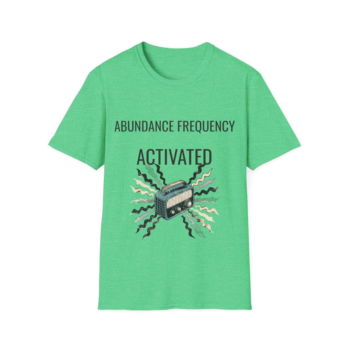 "Abundance Frequency Activated" Retro Radio Tee - Aesthetic Law Of Attraction Manifest White T-Shirt - Trending Now - September 2026