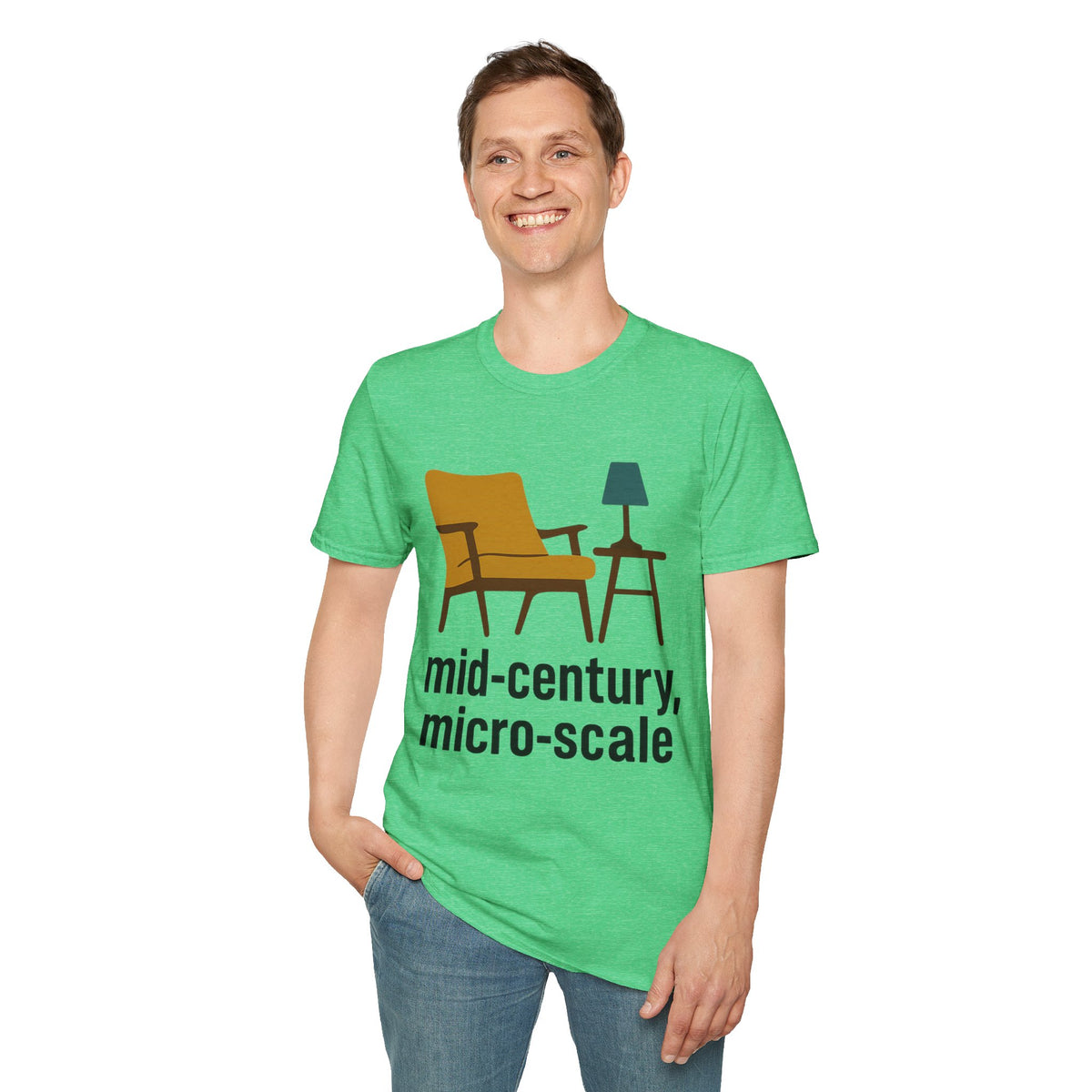 "Mid-Century Micro-Scale" Minimalist Interior Design Tee - Vintage Retro Furniture Lover White T-Shirt - Trending Now - September 2026