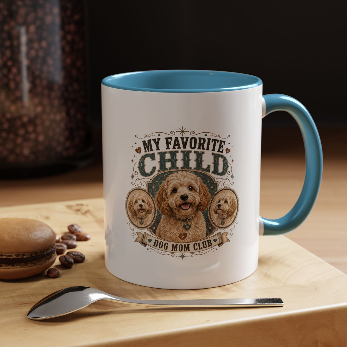 Milo Bailey Dog Dad Mom Dog Mom Coffee Mug — “My Favorite Child” Doodle Dog Portrait Accent Mug