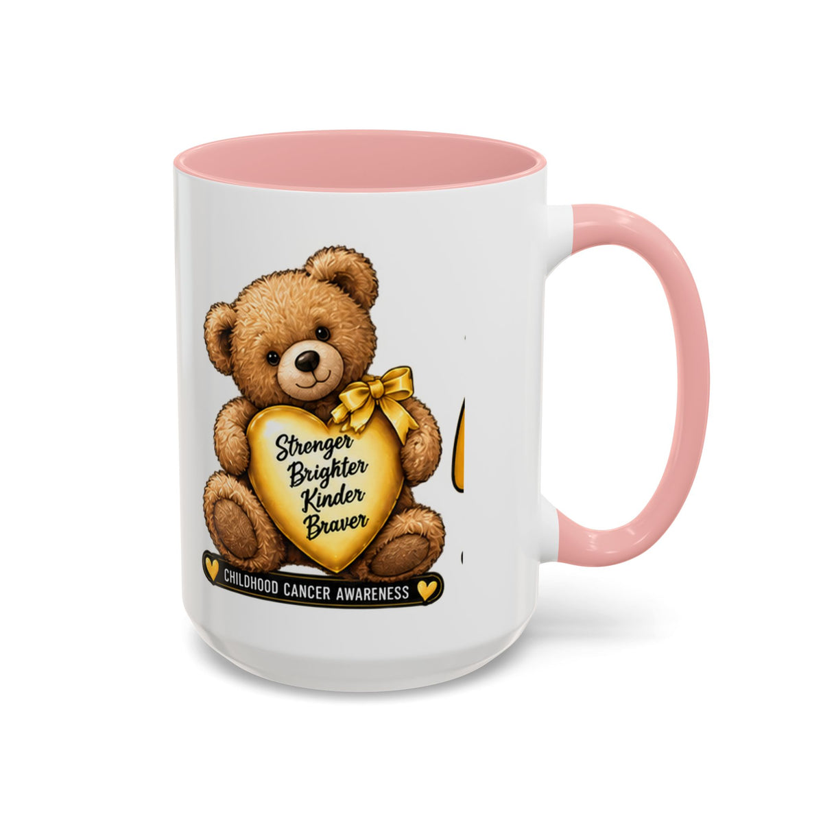 Gold Ribbon Teddy Bear Childhood Cancer Awareness Accent Mug (11/15oz)
