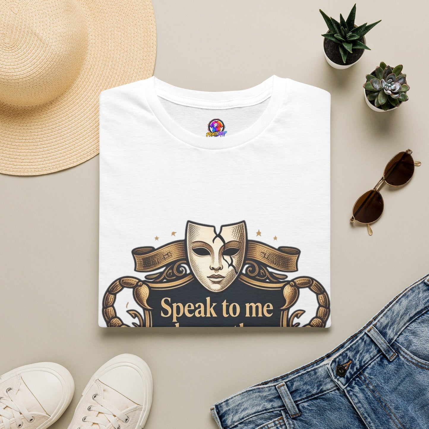 Speak to Me Mask T‑Shirt — 'Speak to me honestly...' Zodiac Scorpio Graphic Tee