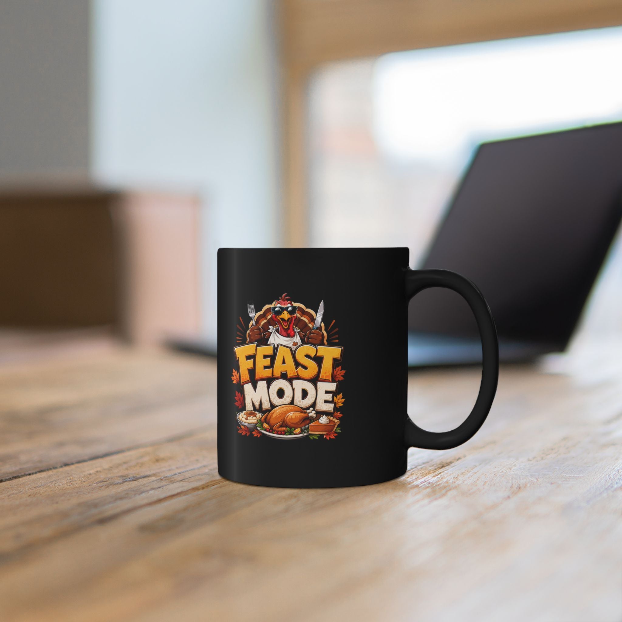 Thanksgiving Black Mug Feast Mode Mug – Thanksgiving Turkey Coffee Cup