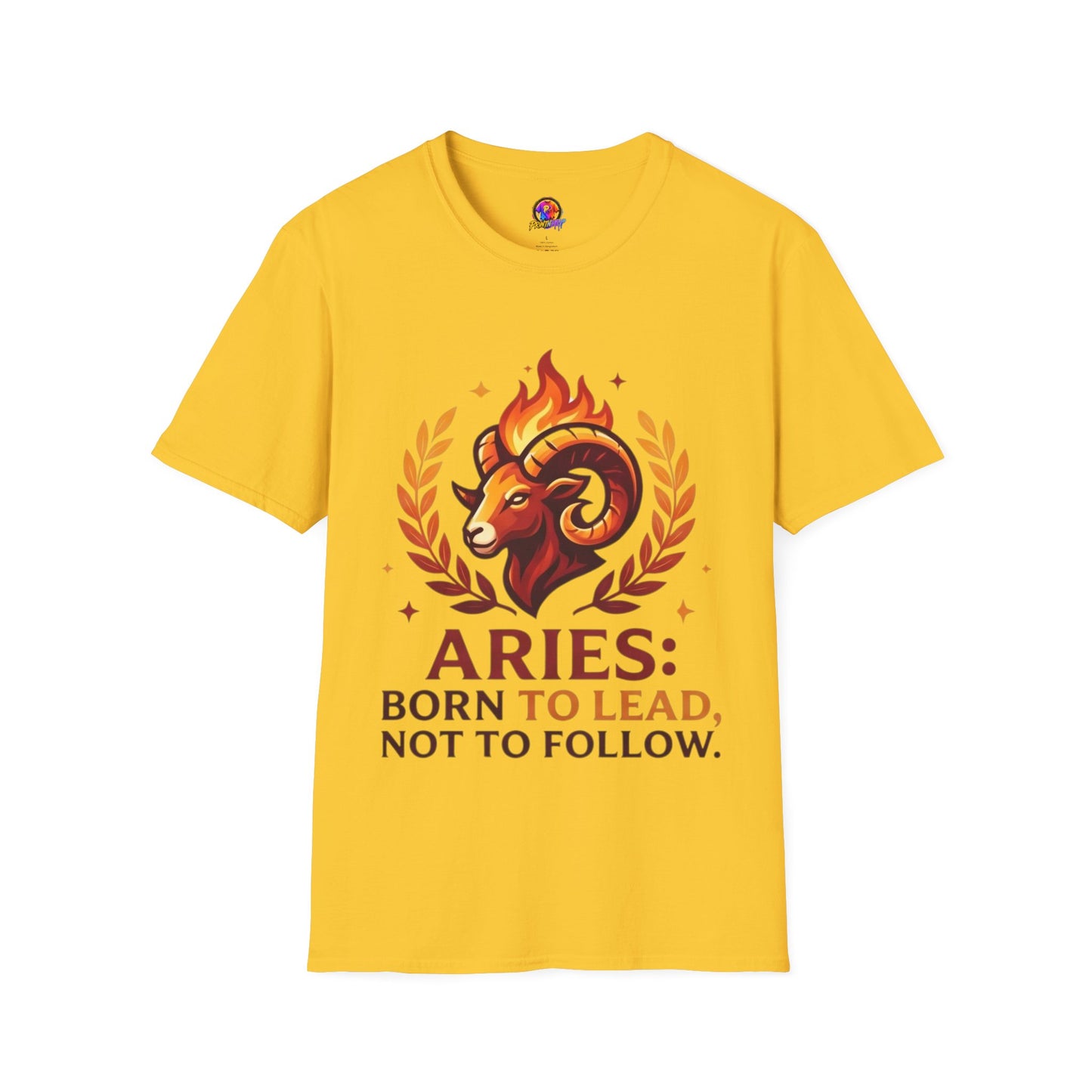 Aries Zodiac T-Shirt — "Born to Lead Not to Follow" Ram Graphic
