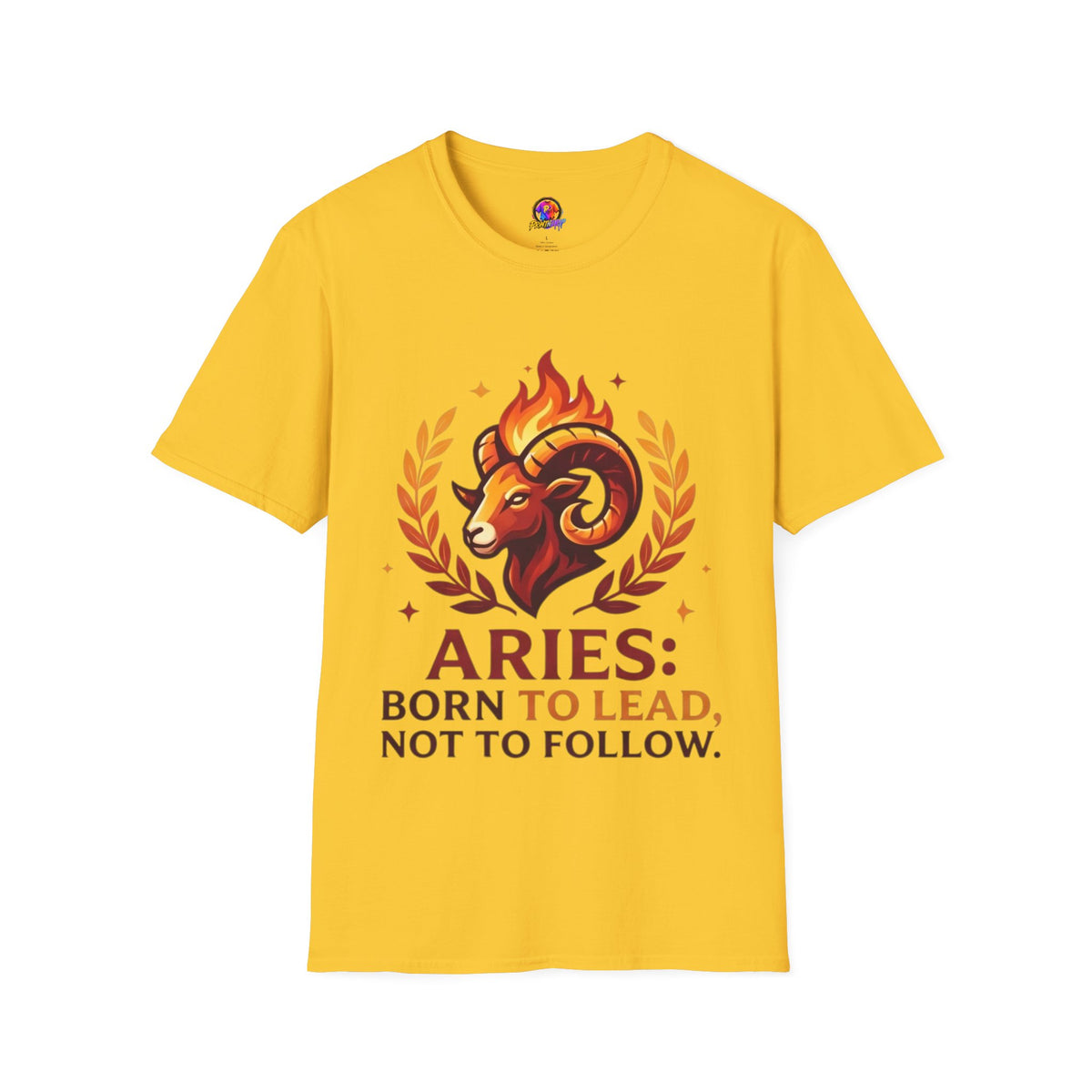 Aries Zodiac T-Shirt — "Born to Lead Not to Follow" Ram Graphic