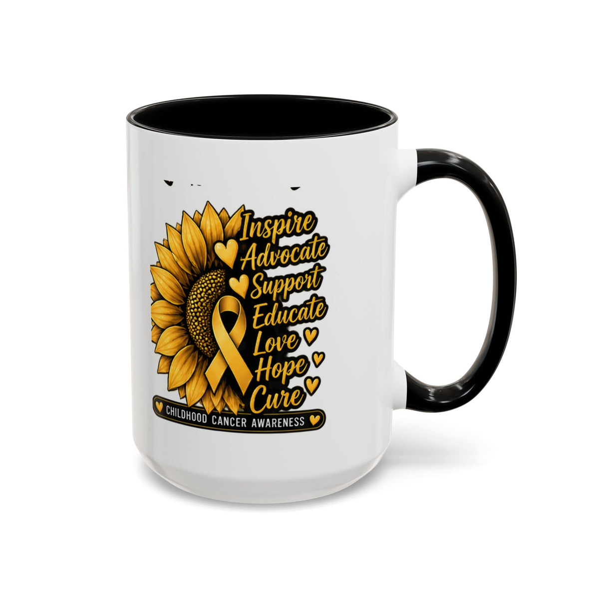 Childhood Cancer Awareness Sunflower Accent Coffee Mug (11/15oz)
