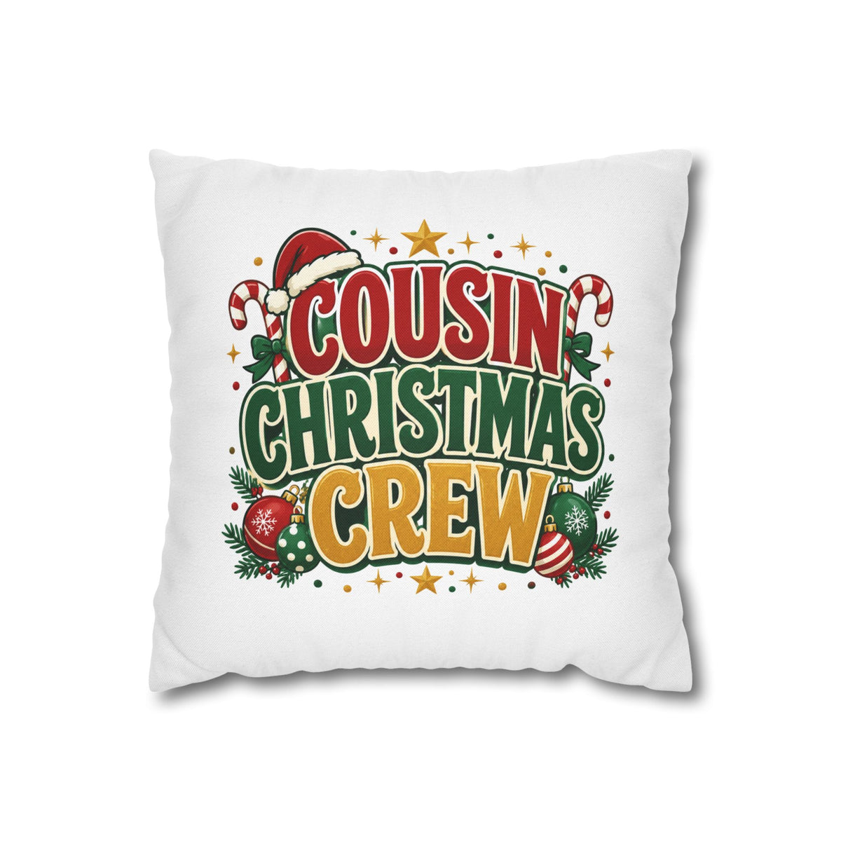 Cousin Christmas Crew Pillow Cover — Festive Holiday Decorative Throw Pillowcase