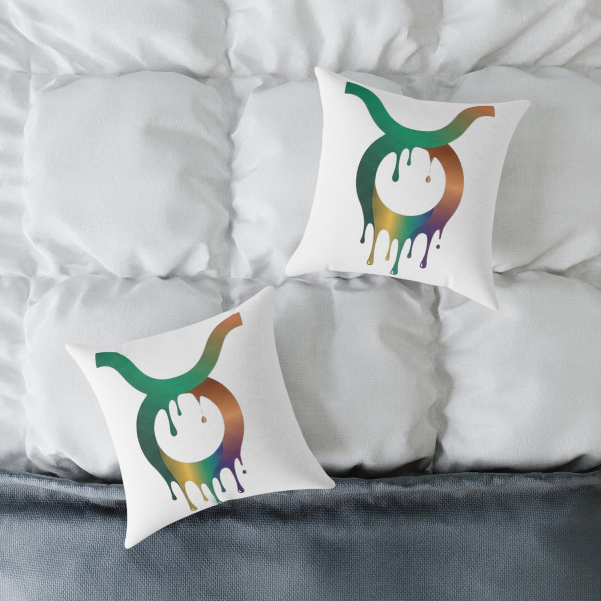 Zodiac Dripping Taurus Astrological Square Poly Canvas Pillow