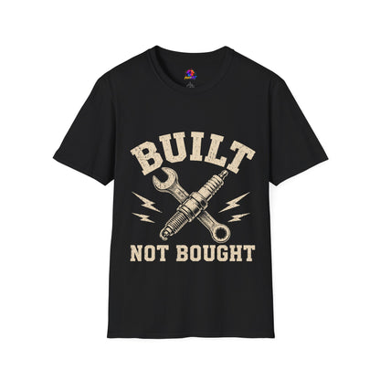 Built Not Bought T-Shirt — Mechanic Wrench & Spark Plug Vintage Tee