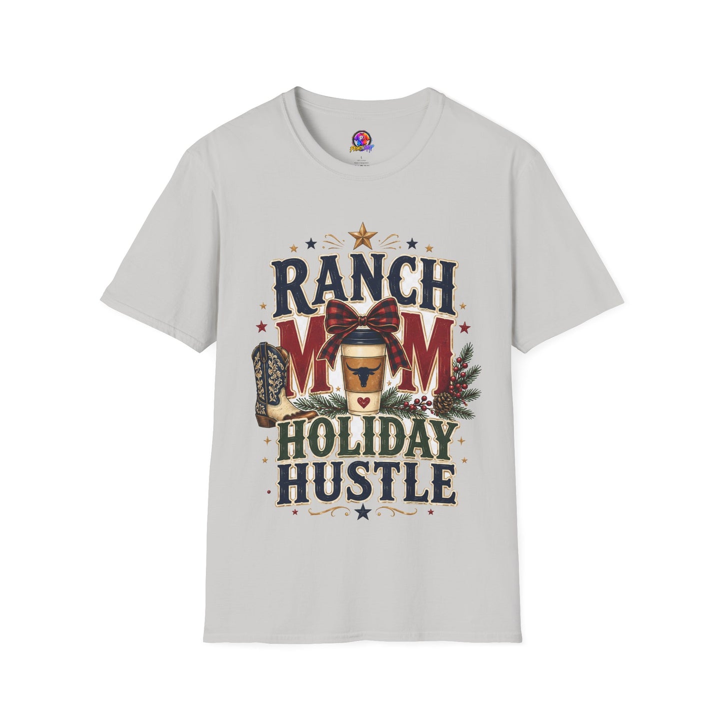 Ranch Mom Holiday Hustle T-Shirt — Festive Western Mom Tee
