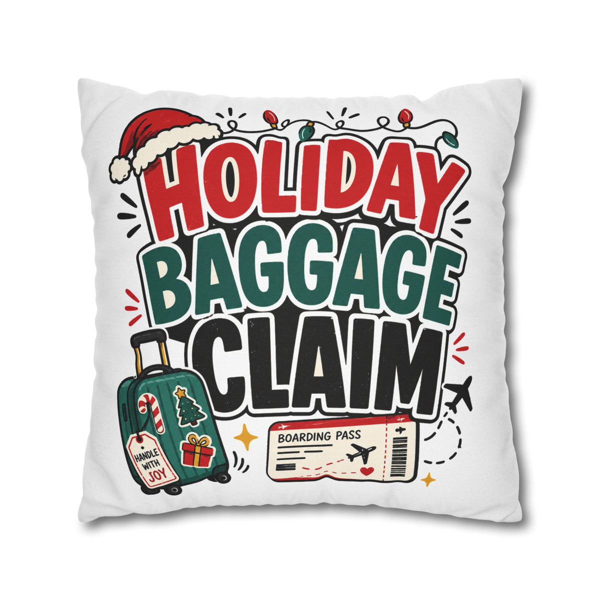 Holiday Baggage Claim Pillowcase Modern Day Christmas  - Funny Christmas Travel Decorative Throw Pillowcase
