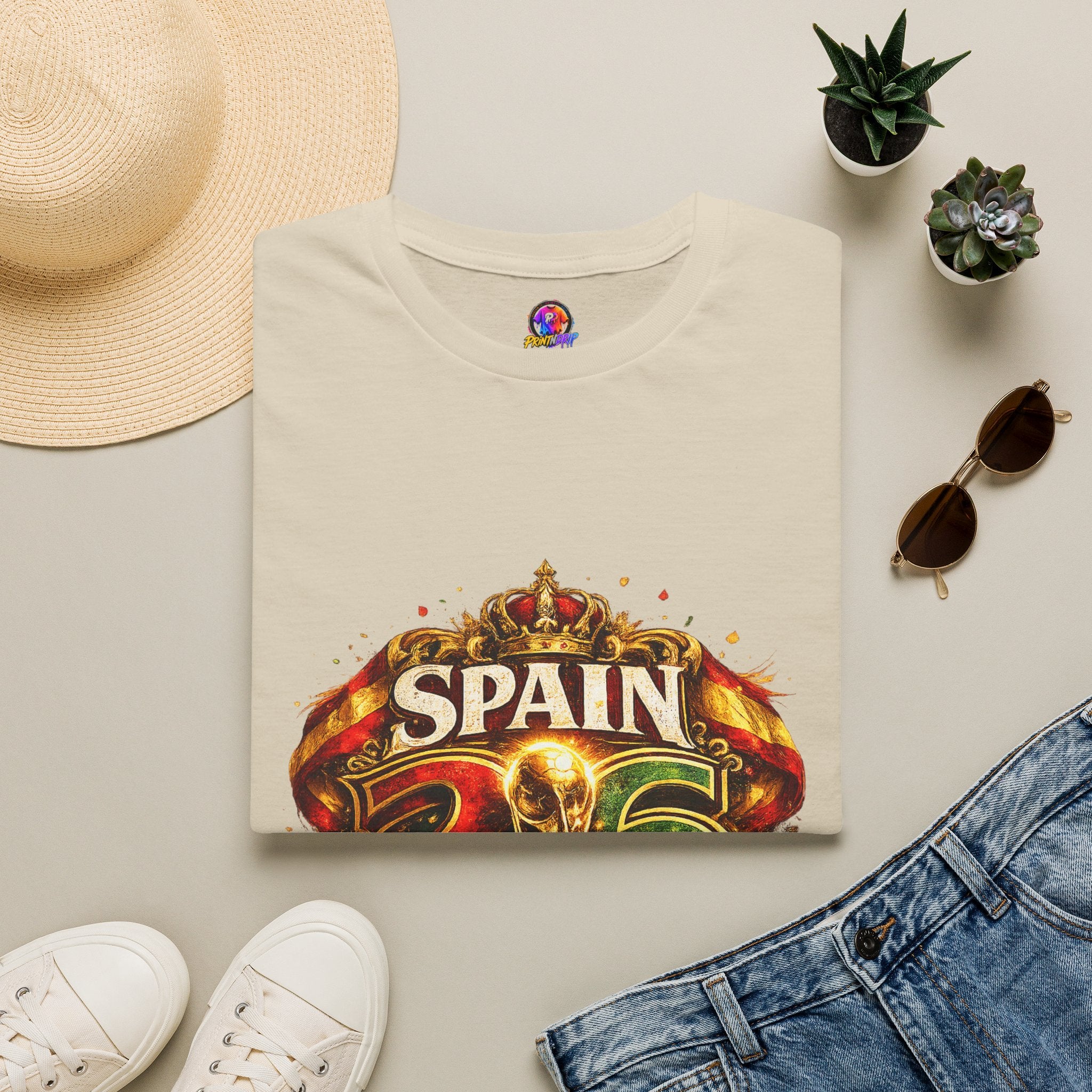 Spain 26 Graphic T-Shirt — Vintage Crowned Soccer Fan Tee