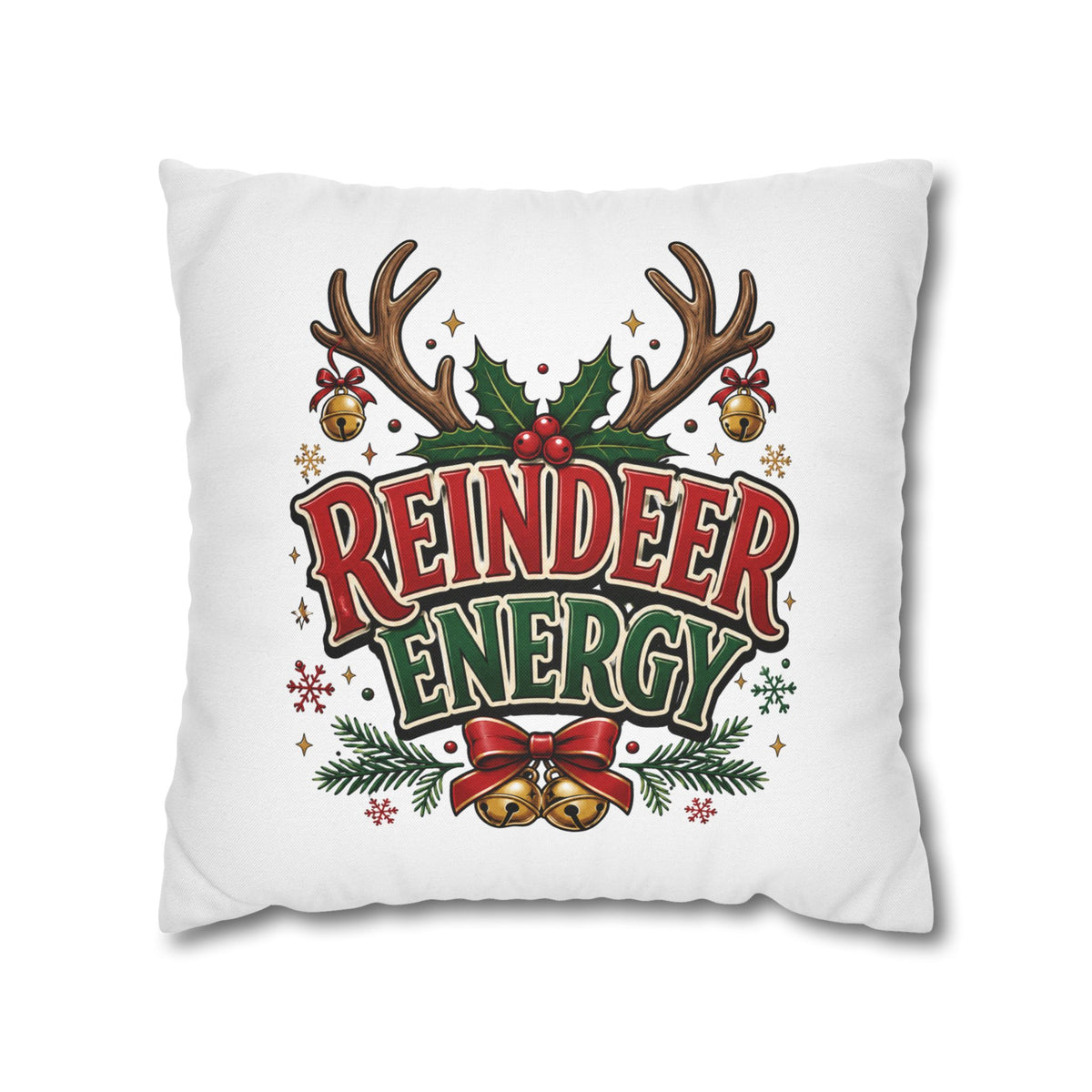 Christmas Reindeer Energy Holiday Pillowcase — Festive Christmas Decorative Throw Cover