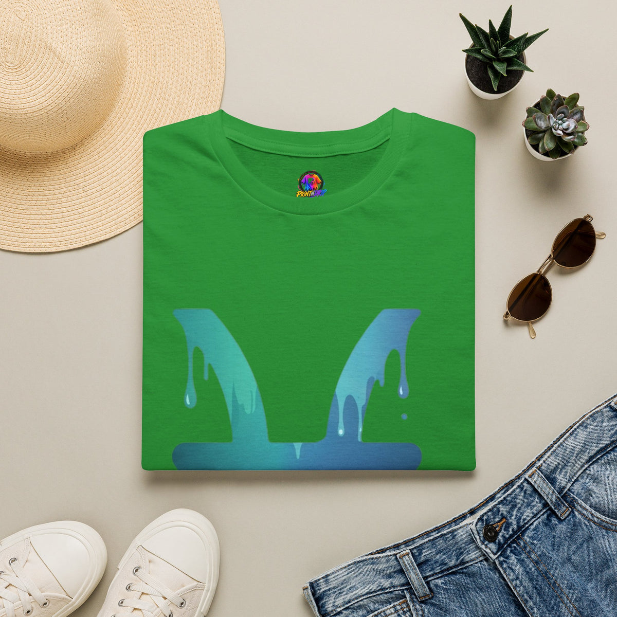 Pisces Drip Zodiac T-Shirt — Blue Gradient Astrological Tee