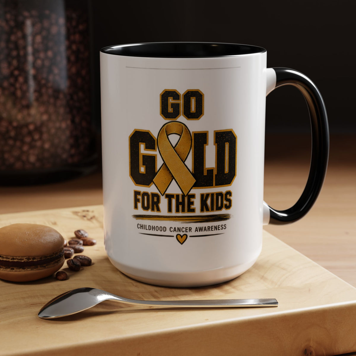 Go Gold For The Kids Accent Coffee Mug — Childhood Cancer Awareness 11/15oz