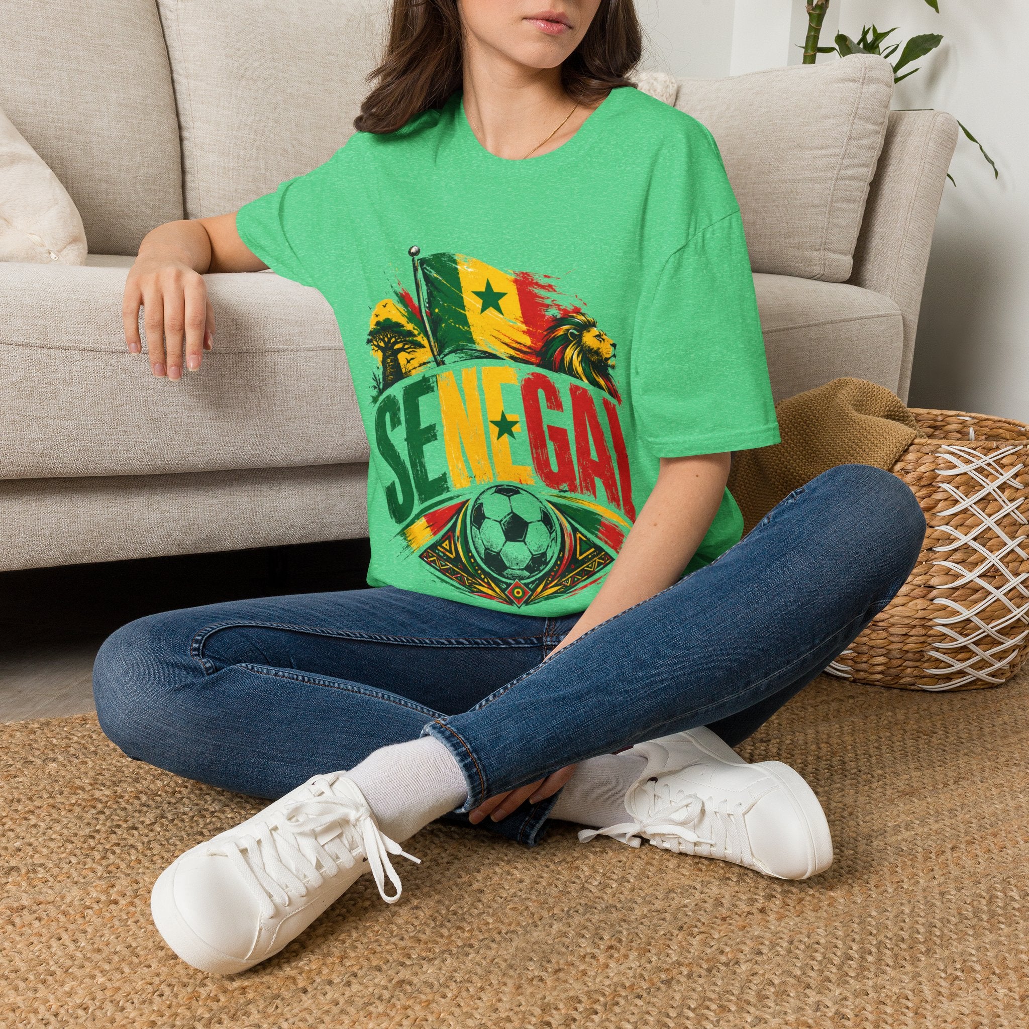Senegal Flag Soccer T-Shirt — Lion & Football Pride Tee