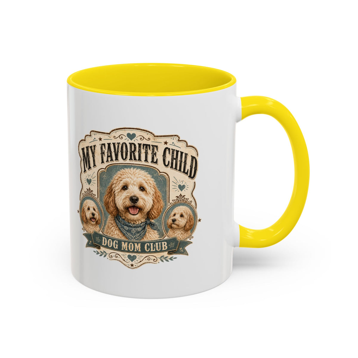 Milo Bailey Dog Dad Mom My Favorite Child Dog Mom Club Accent Coffee Mug – Cute Doodle Dog Mother's Day Gift