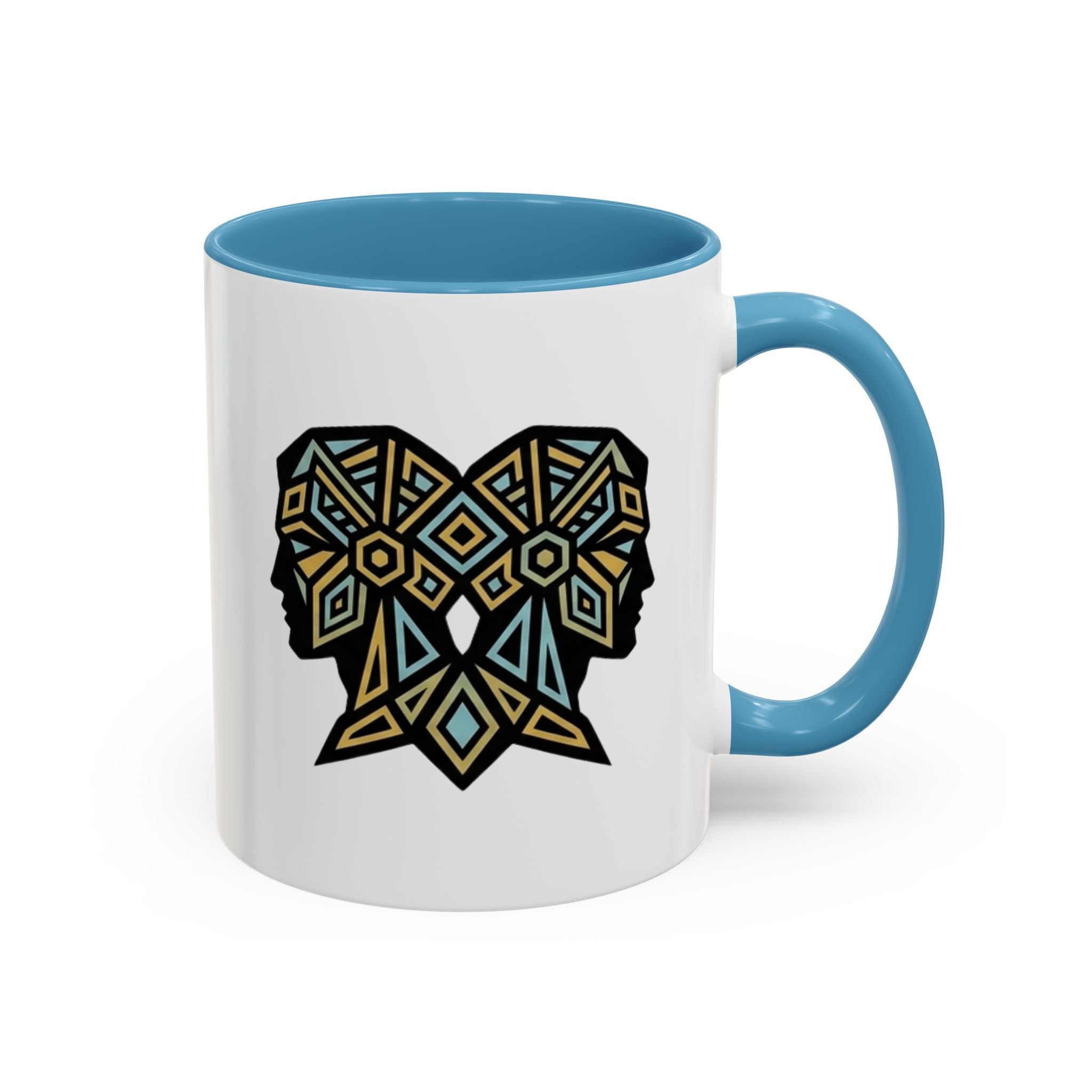 Geometric Elephant Accent Coffee Mug — Tribal Mosaic Design