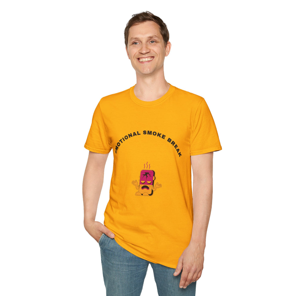 T-Shirt — “Emotional Smoke Break” Funny Cartoon Cigarette Character Tee - Trending Now - September 2026