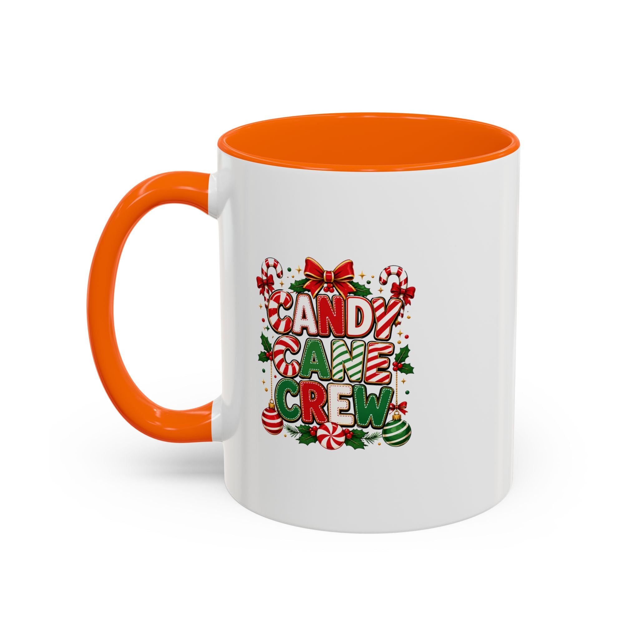 Candy Cane Crew Accent Coffee Mug — Christmas Holiday Hot Cocoa Cup