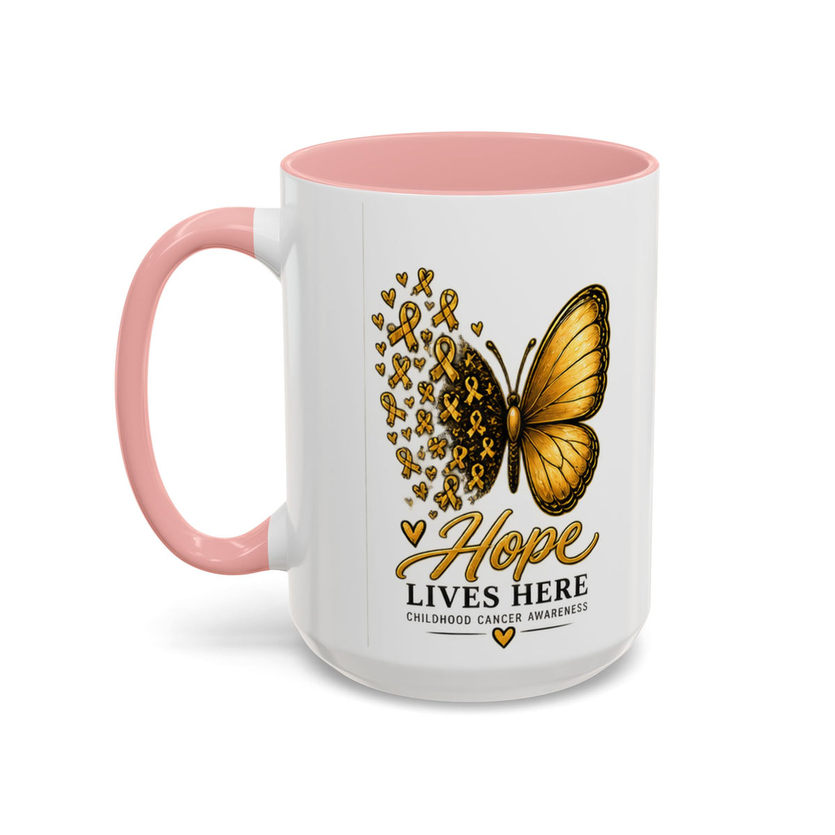 Hope Lives Here Childhood Cancer Awareness Accent Coffee Mug