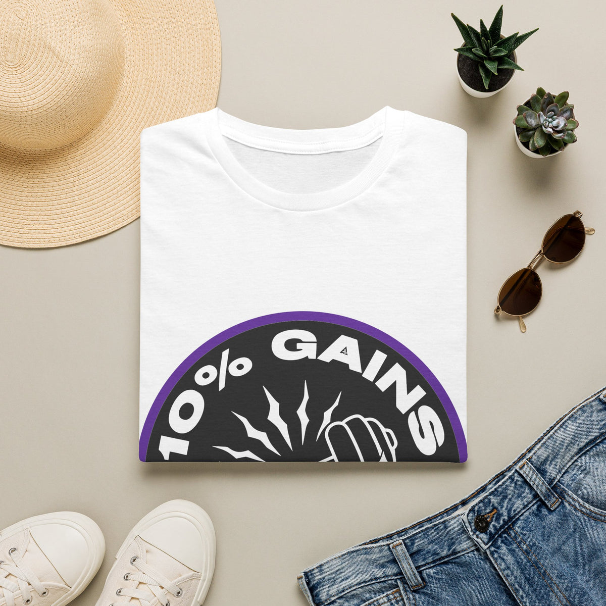10% Gains 90% Drama Purple Badge T-Shirt - Retro Gym Circle Logo Graphic Tee - Trending Now - September 2026