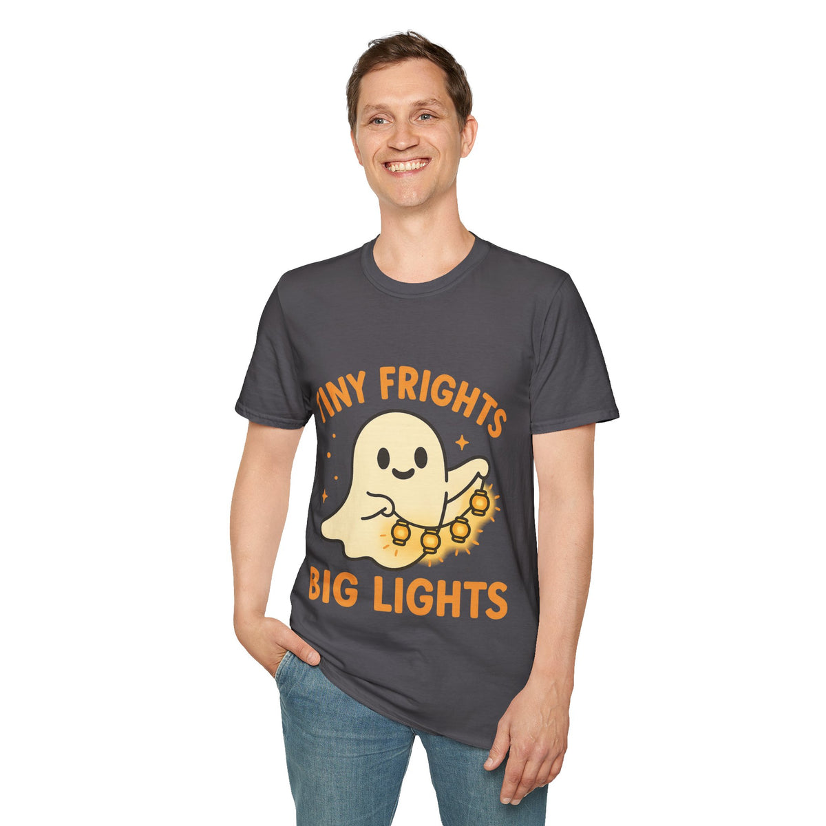 "Tiny Frights Big Lights" Cute Ghost Tee | Spooky Season Halloween T-Shirt - Trending Now - September 2026