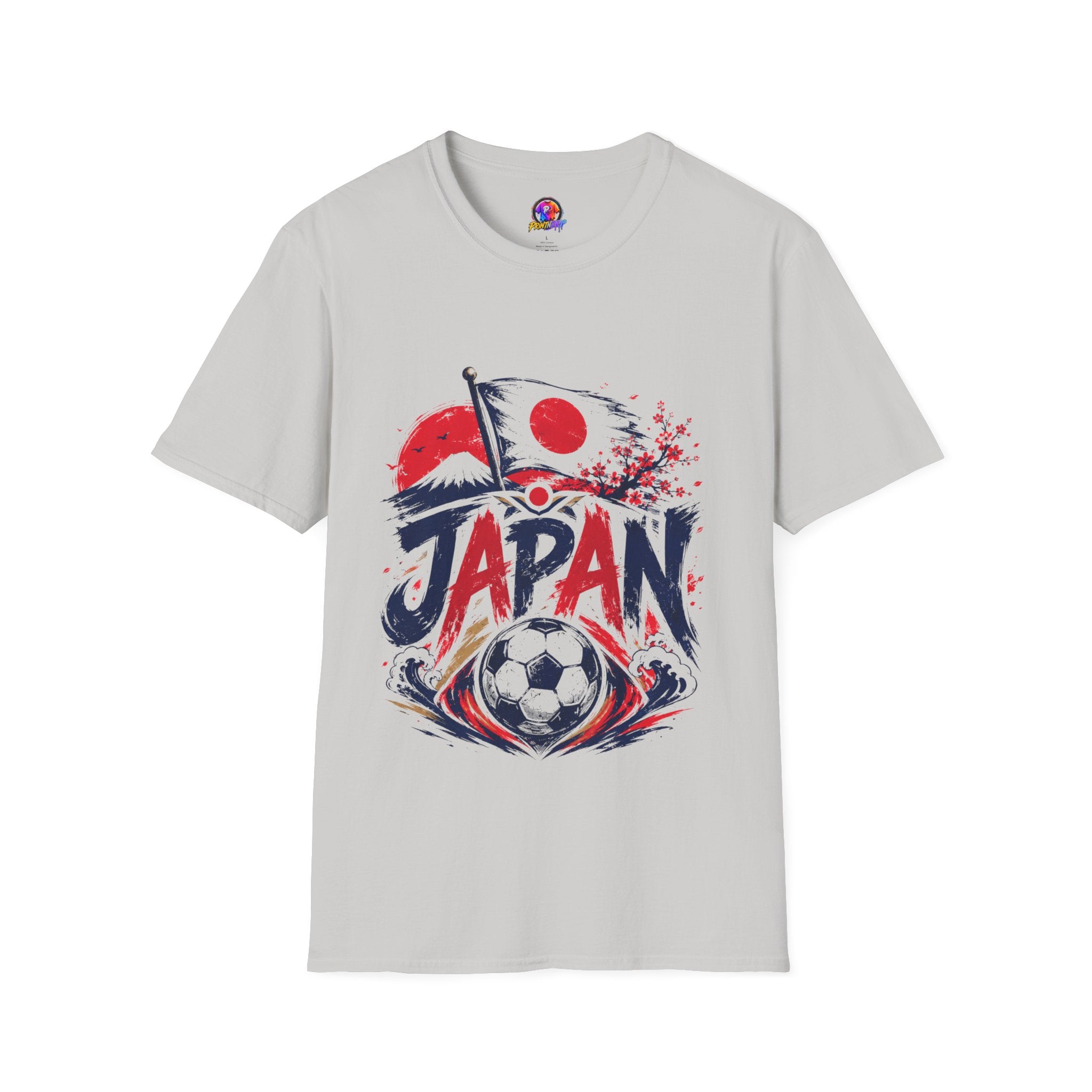 Japan Soccer T-Shirt — Japanese Flag & Cherry Blossom Football Graphic