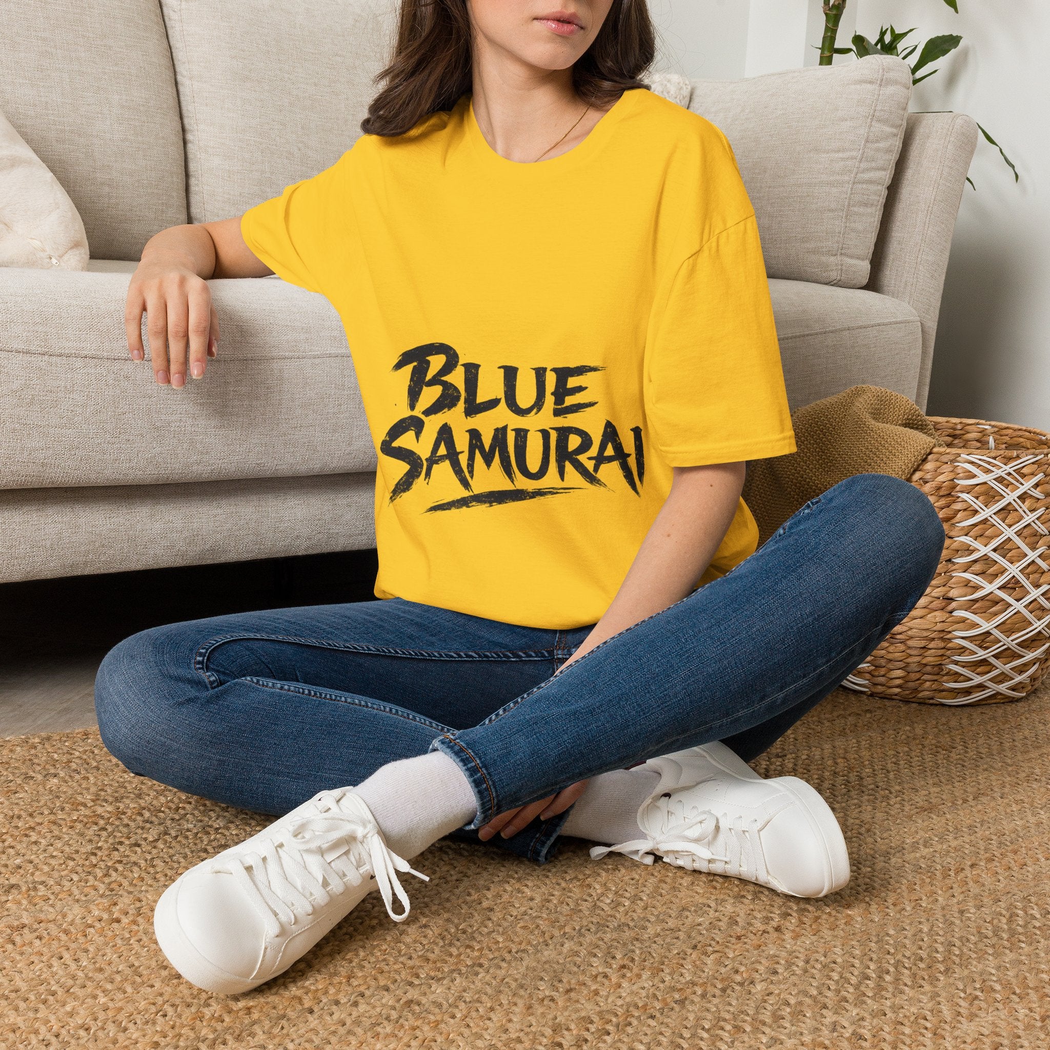 Japan Blue Samurai T-Shirt — Bold Brushstroke Graphic Tee